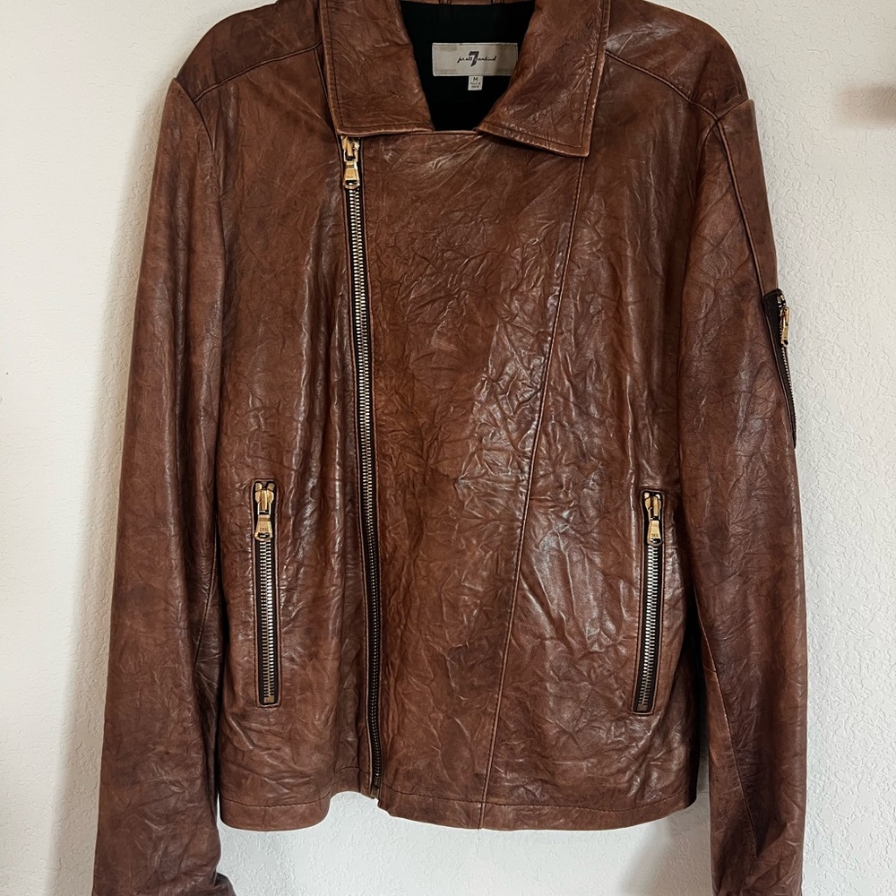 7 For All Mankind Tan Leather Jacket